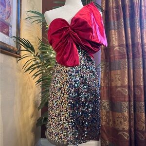 Zara Red Bow Sequin Dress